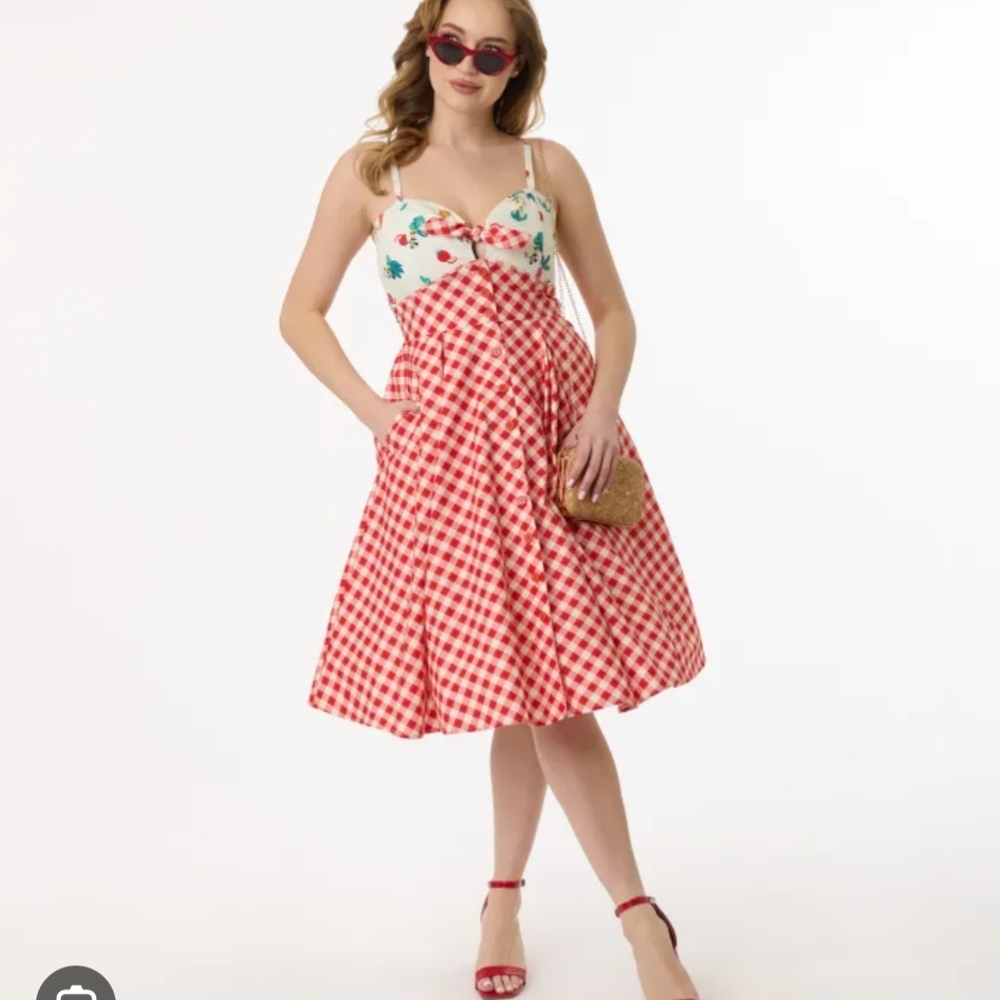 Disney Red and White Gingham Midi Dress